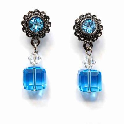 Pendientes de cristal Swarovski azul aguamarina modelo Rohana