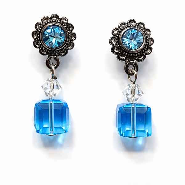 Pendientes de cristal Swarovski azul aguamarina modelo Rohana