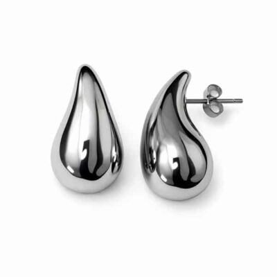 Pendientes Goittia de acero inoxidable en color plata con diseño en forma de gota y cierre de presión