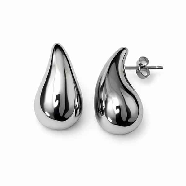 Pendientes Goittia de acero inoxidable en color plata con diseño en forma de gota y cierre de presión