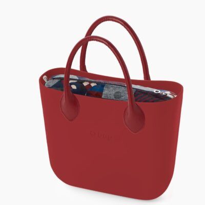BOLSO OBAG MINI ROJO ESCARLATA BOLSA TERCIOPELO MARTELLATO Y ASA CORTA CUORE