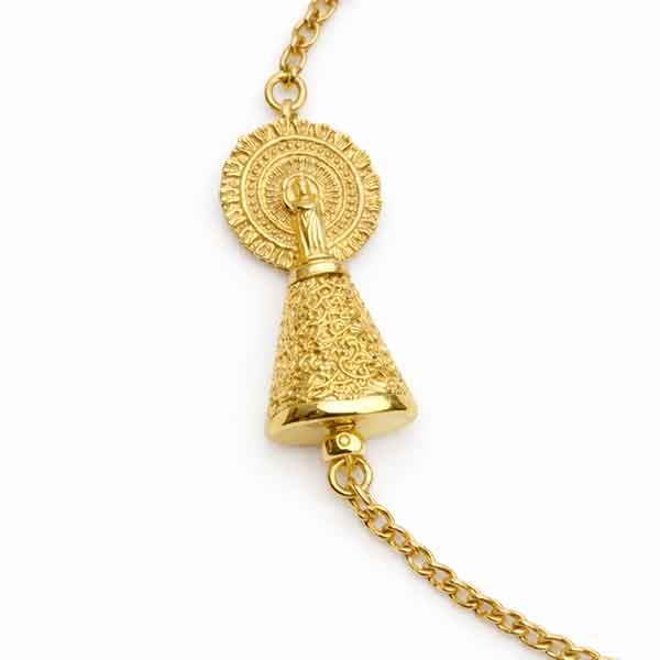 Pulsera Virgen del Pilar chapada en oro con manto