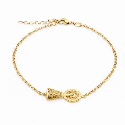 Pulsera Virgen del Pilar chapada en oro en plata de ley 925