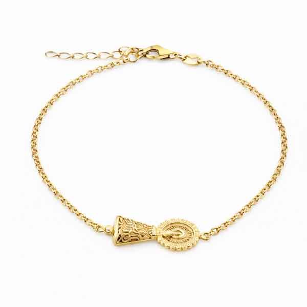 Pulsera Virgen del Pilar chapada en oro – joya religiosa Pulsera Virgen del Pilar chapada en oro en plata de ley 925