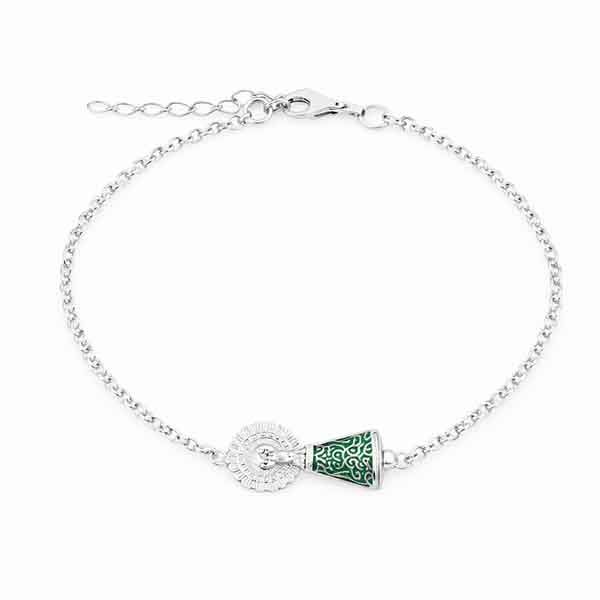 pulsera-virgen-del-pilar-esmalte-VERDE Pulsera Virgen del Pilar plata en plata de ley 925 con manto esmaltado verde