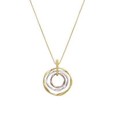 collar Ushdao oro amarillo de 18K con tres aros entrelazados de Luxenter