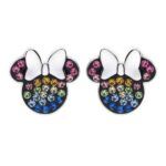 Pendientes Minnie multicolor en plata de ley 925 con zirconitas de colores sobre fondo blanco