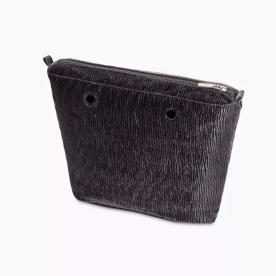 bolsa interna O bag terciopelo arrugado gris