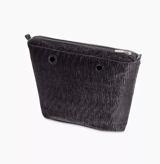 bolsa interna O bag terciopelo arrugado gris bolsa interna O bag terciopelo arrugado gris