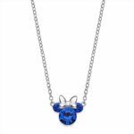 collar Minnie Mouse plata con circonitas azul zafiro