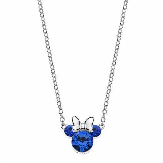 collar Minnie Mouse plata con circonitas azul zafiro