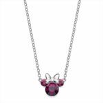 collar Minnie Mouse plata fucsia con circonitas