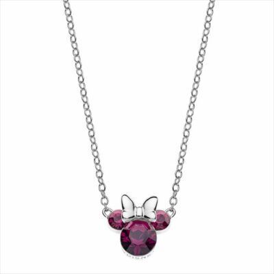 collar Minnie Mouse plata fucsia con circonitas