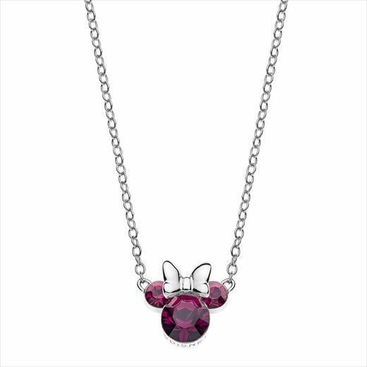 collar Minnie Mouse plata fucsia con circonitas