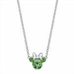 Collar Minnie Mouse plata circonitas verdes con lazo en plata de ley