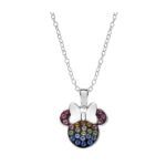 Collar Minnie multicolor en plata de ley con zirconitas de colores sobre fondo blanco