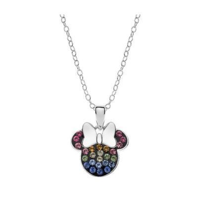 Collar Minnie multicolor en plata de ley con zirconitas de colores sobre fondo blanco