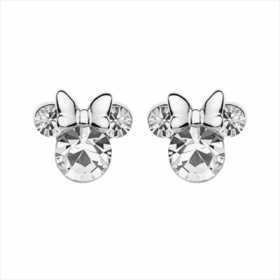 pendientes Minnie Mouse plata con circonitas blancas