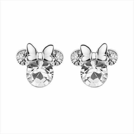 Pendientes Minnie Mouse de plata con circonitas blancas pendientes Minnie Mouse plata con circonitas blancas