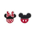 pendientes Mickey Minnie plata esmaltados rojo y negro