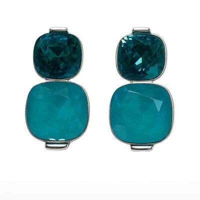 Pendientes Myrna en rodio con cristal turquesa