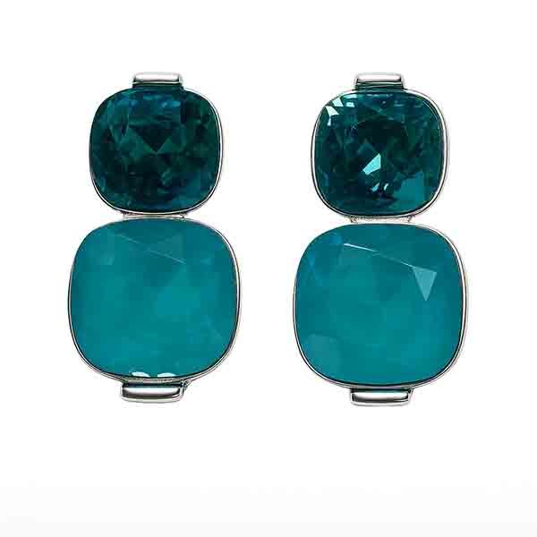 Pendientes Myrna en rodio cristal turquesa Pendientes Myrna en rodio con cristal turquesa