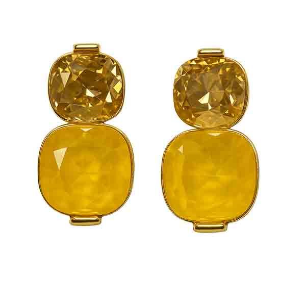 Pendientes Myrna chapados en oro con cristales amarillos