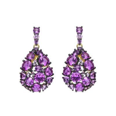 Pendientes Rikao rubí en oro amarillo