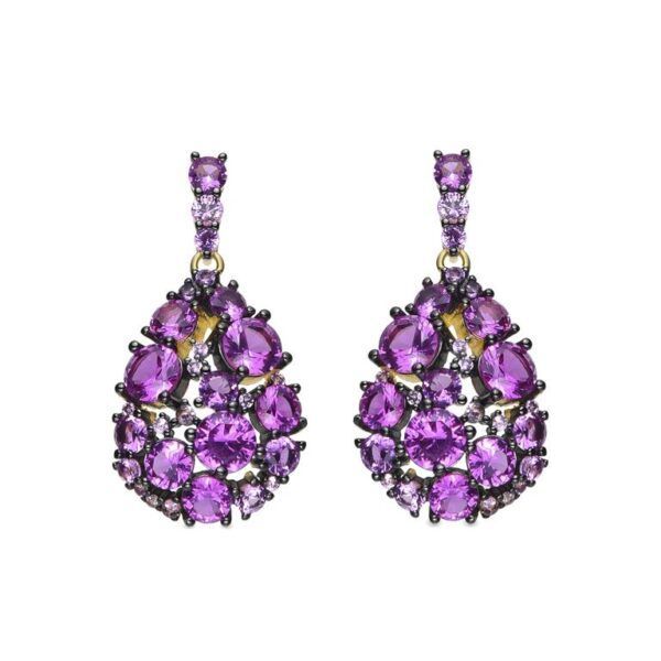 Pendientes Rikao rubí en oro amarillo