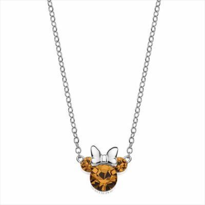 collar Minnie Mouse plata ámbar con circonitas