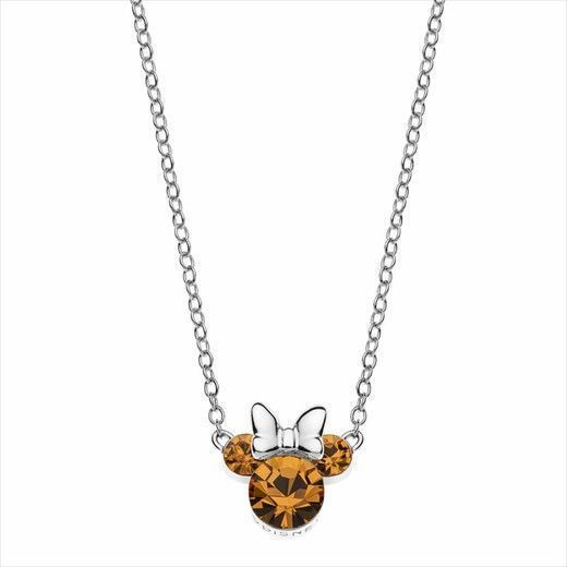 Collar Minnie Mouse de plata con circonitas ámbar collar Minnie Mouse plata ámbar con circonitas
