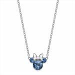 collar Minnie Mouse plata azul con circonitas