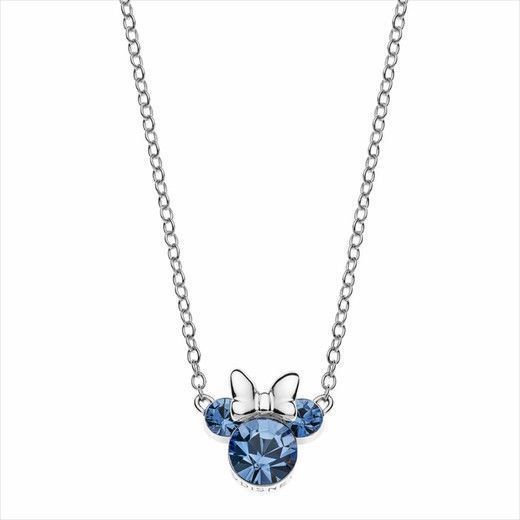 collar Minnie Mouse plata azul con circonitas