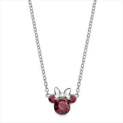 Collar Minnie Mouse de plata con circonitas granate