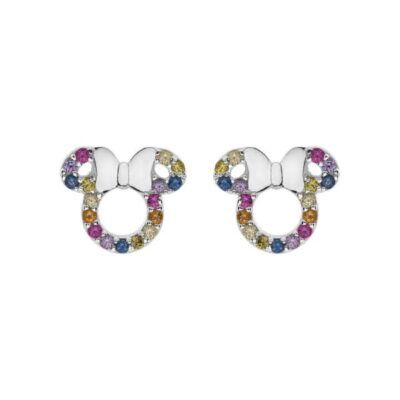 pendientes Minnie Mouse multicolor plata con circonitas