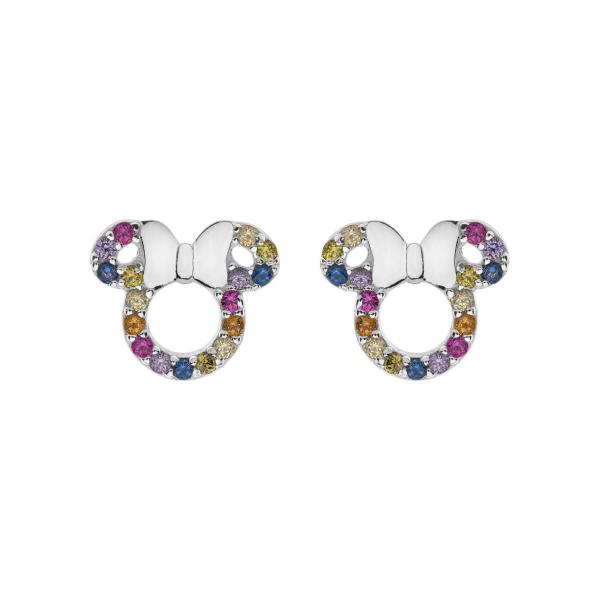 Pendientes Minnie Mouse multicolor de plata con circonitas pendientes Minnie Mouse multicolor plata con circonitas