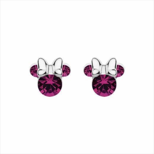 pendientes Minnie Mouse fucsia en plata