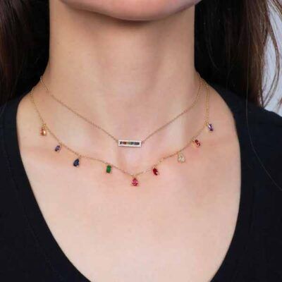 Collar dorado Candelabro arcoiris 2