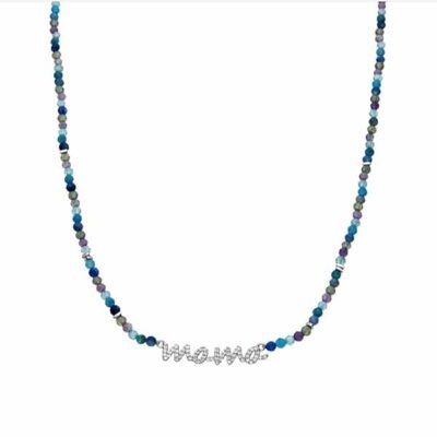 Collar mama azul plata de ley acabado en rodio