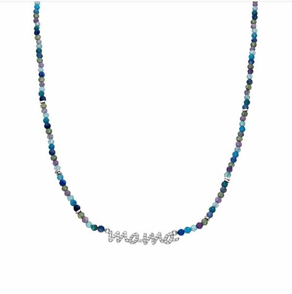 Collar mama azul plata de ley acabado en rodio Collar mama azul plata de ley acabado en rodio