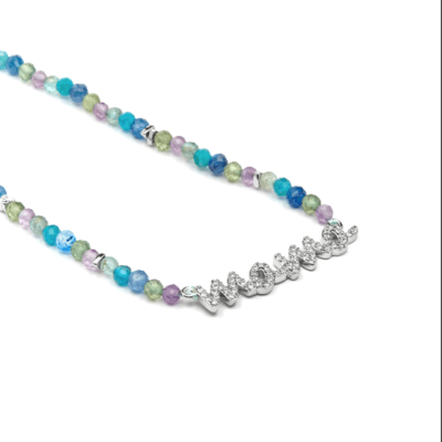 Collar mama azul plata de ley acabado en rodio 3