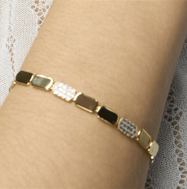 Pulsera Likgo de Plata de Ley 925 y Circonita Brillante acabado oro amarillo de 18k4