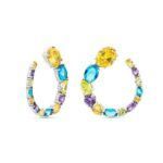 Pendientes Iris plata de ley multicolor