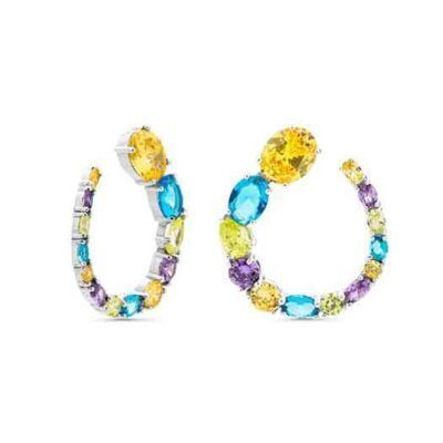 Pendientes Iris plata de ley multicolor