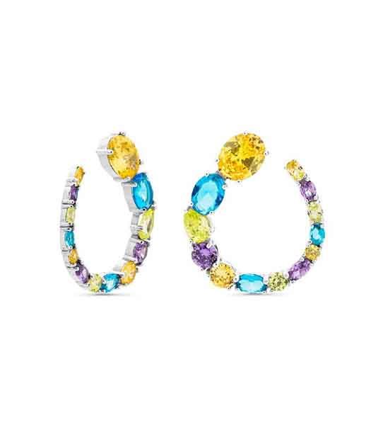 Pendientes Iris plata de ley multicolor