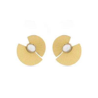 Pendientes Lessa, baño de oro y perla