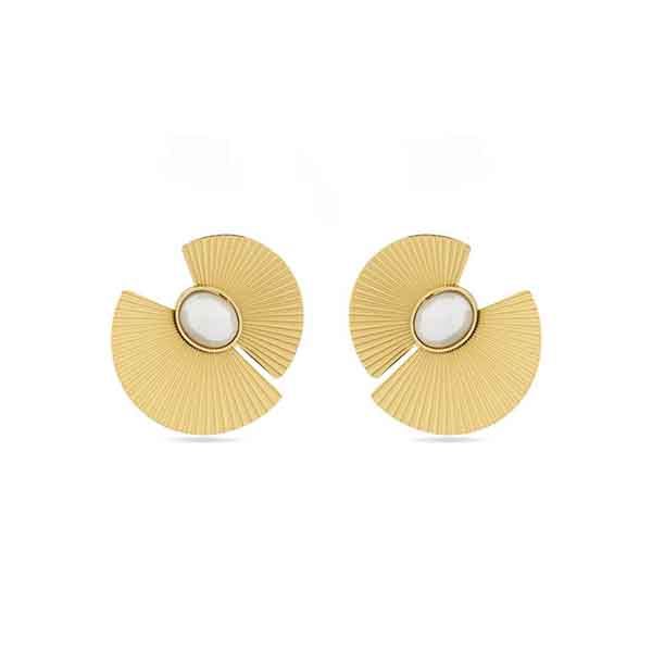 Pendientes Lessa, baño de oro y perla Pendientes Lessa, baño de oro y perla