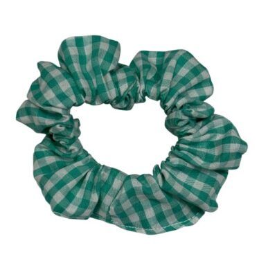 Scrunchie pequeño con estampado de cuadros verde menta