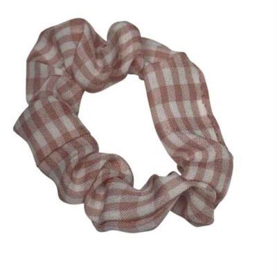 scrunchie rosa cuadros