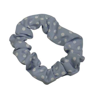 Scrunchie pequeño con estampado de topos azul